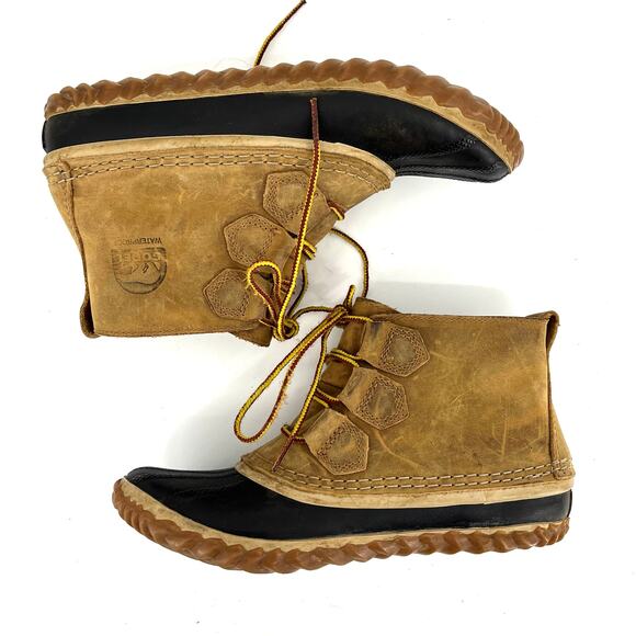 Sorel Women's 7/EU38 Tan Out 'N About Waterproof Leather Ankle Duck Boots - Picture 7 of 9